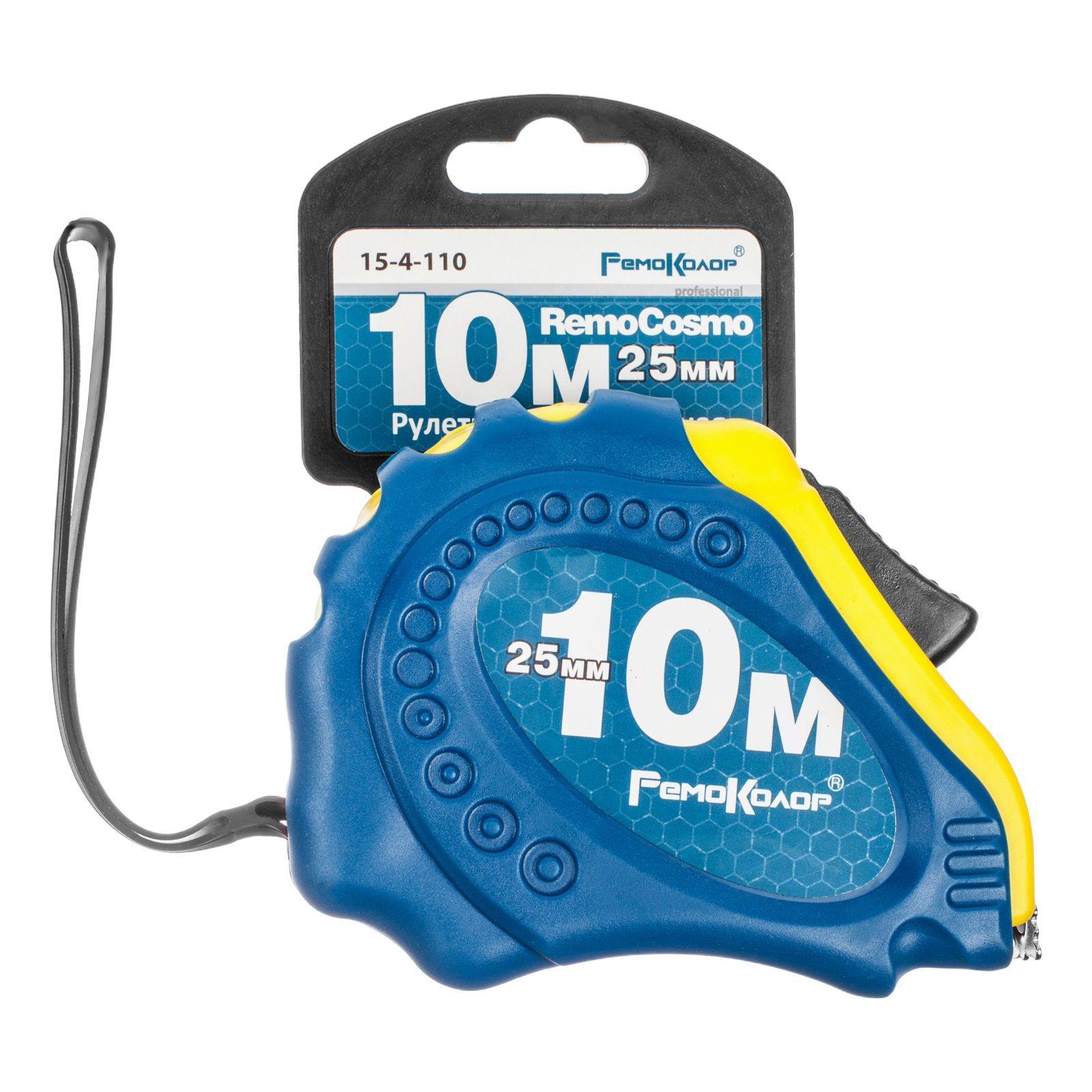 картинка Рулетка "RemoCosmo", обрезин. корпус из ABC-пластика, усиленная лента, автостоп, 10м х 25мм 15-4-110 от базы строительно-отделочных материалов